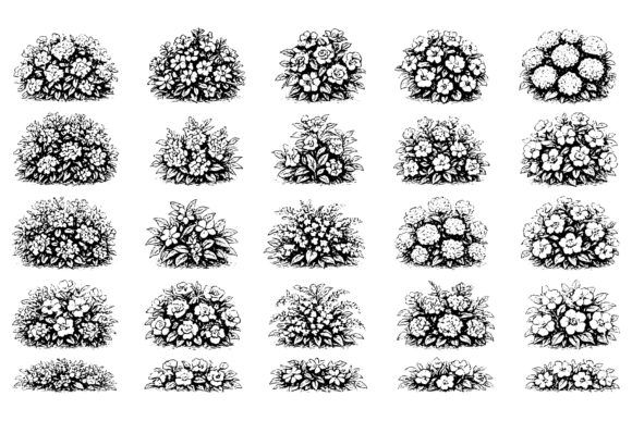 Bringing Vintage Botanical Charm to Modern Design with a Flower Bush Sketch Set