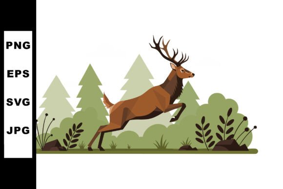 Deer Jumping in Forest with Pine Trees: Leveraging Nature Illustrations for Modern Brand Storytelling