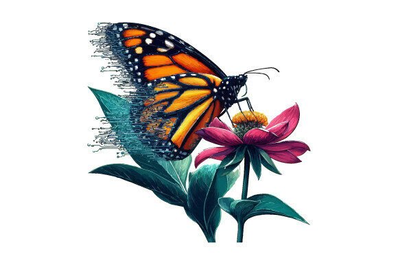 Depicting a Monarch Butterfly Vector Art: Merging Botanical Watercolor with Scalable Design