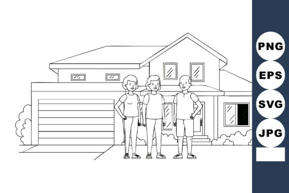 Family Standing in Front of House Line a: Integrating Vector Assets into Visual Workflows