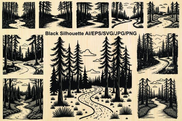 Forest Path Silhouette Vector Bundle: Strategic Applications for Visual Storytelling and Brand Identity