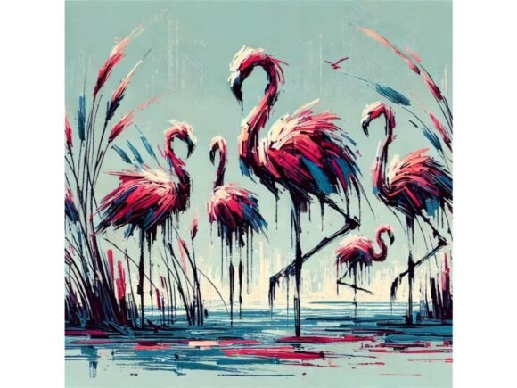 Impressionist Flamingos with Bold Brushes: A Creative Resource for Designers and Makers