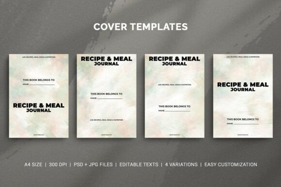 Recipe and Meal Journal Cover Templates for Fall