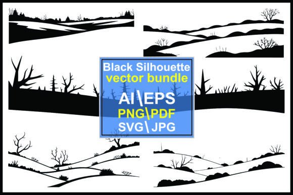 Silhouettes Landscape of Hills and Trees