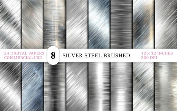 Silver Steel Brushed Texture Digital Backgrounds
