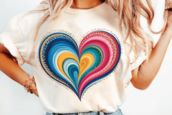 Valentine Day Heart PNG with Colorful Brushstrokes