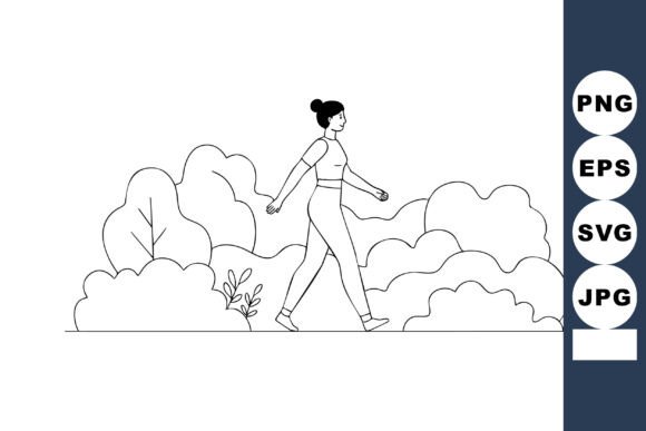 Woman Walking Outdoors Among Bushes Mini: A Versatile Visual for Calm and Creativity